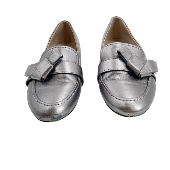 Talbots Gunmetal Leather Knot Slip On Loafers Flats Womens Size 8.5 Classic - Picture 4 of 9